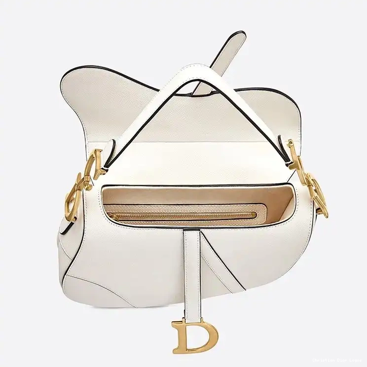 Cheap White Dior Calfskin Saddle Grained Bag 0630 Luxury